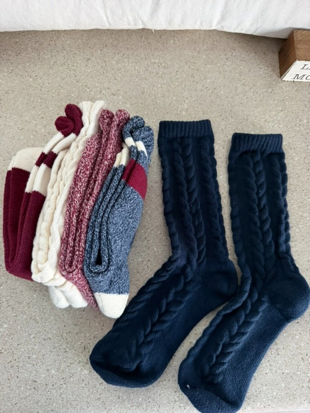 New Bundle of Half-Dozen Soft Socks in Navy/Burgundy and more